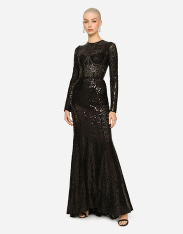 Dolce & Gabbana Long sequined mermaid dress Black F6ZM7THLM50