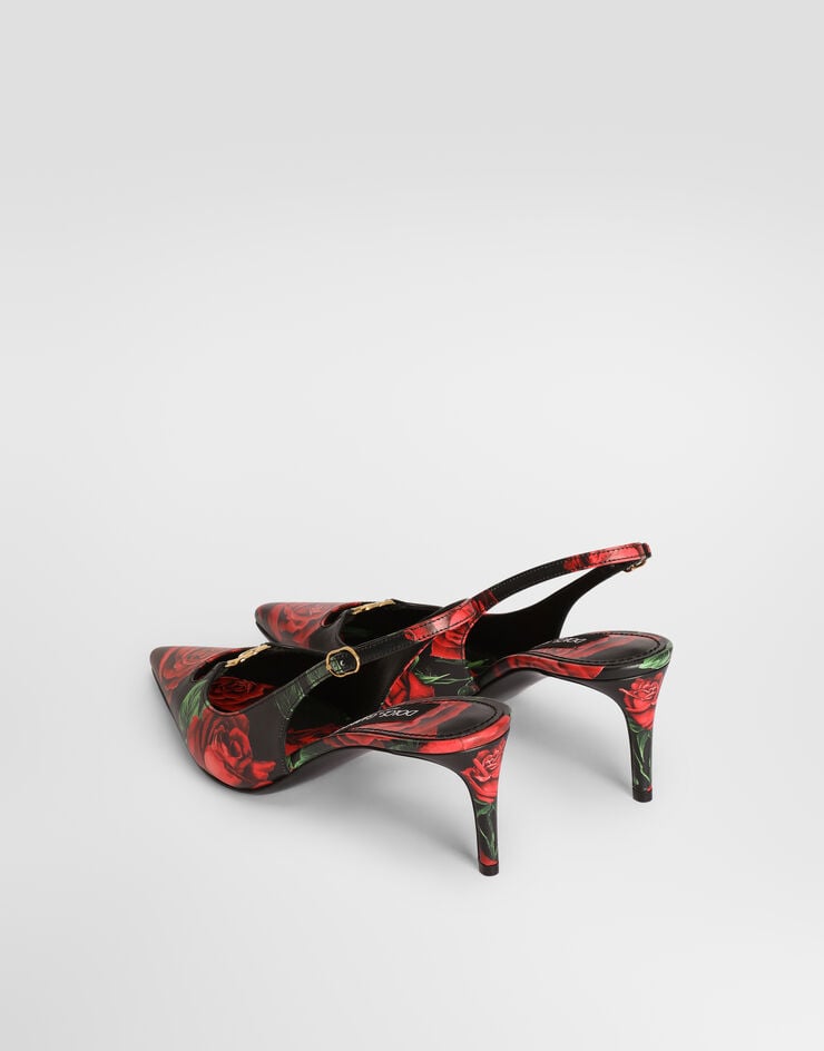 Dolce & Gabbana Slingback en piel de becerro con estampado de rosas Dolce & Gabbana Slingback en piel de becerro con estampado de rosas Multicolor CG0796A0706