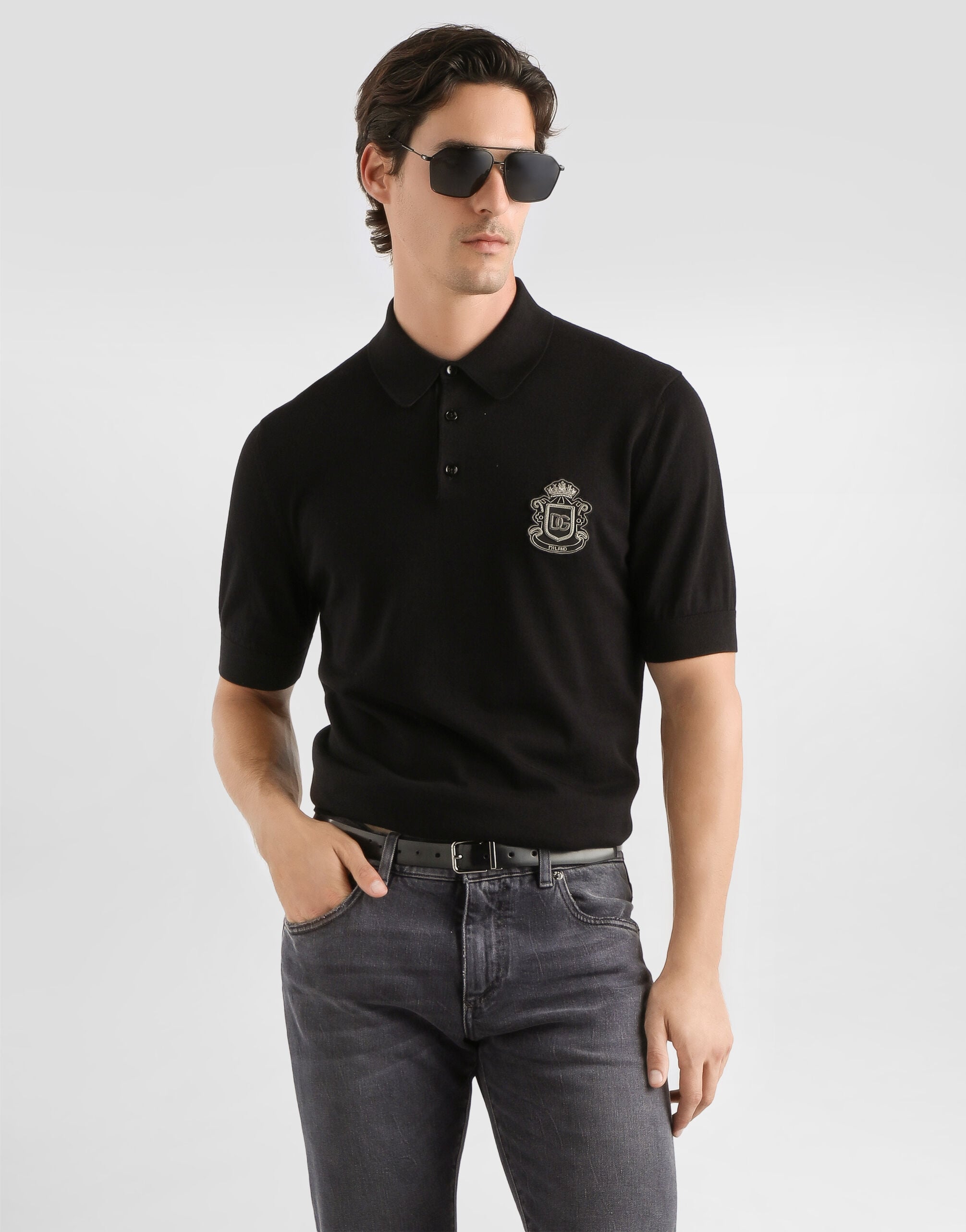 Cotton polo shirt in Black for Men | Dolce&Gabbana® US