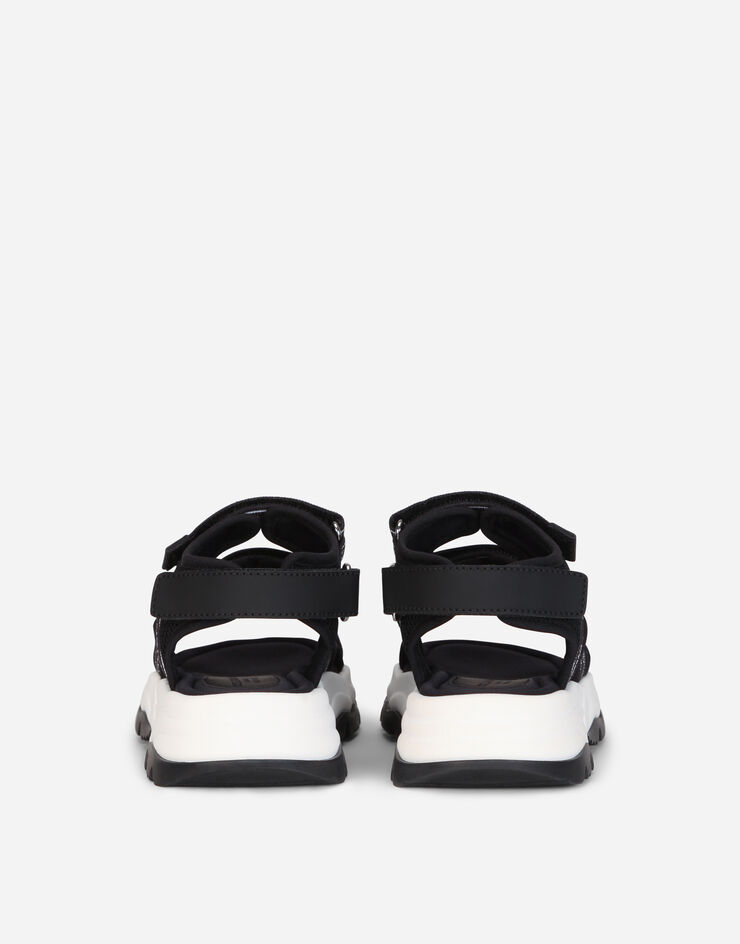 Dolce & Gabbana Mesh trekking sandals with jacquard logo Black/White DA0971AO239