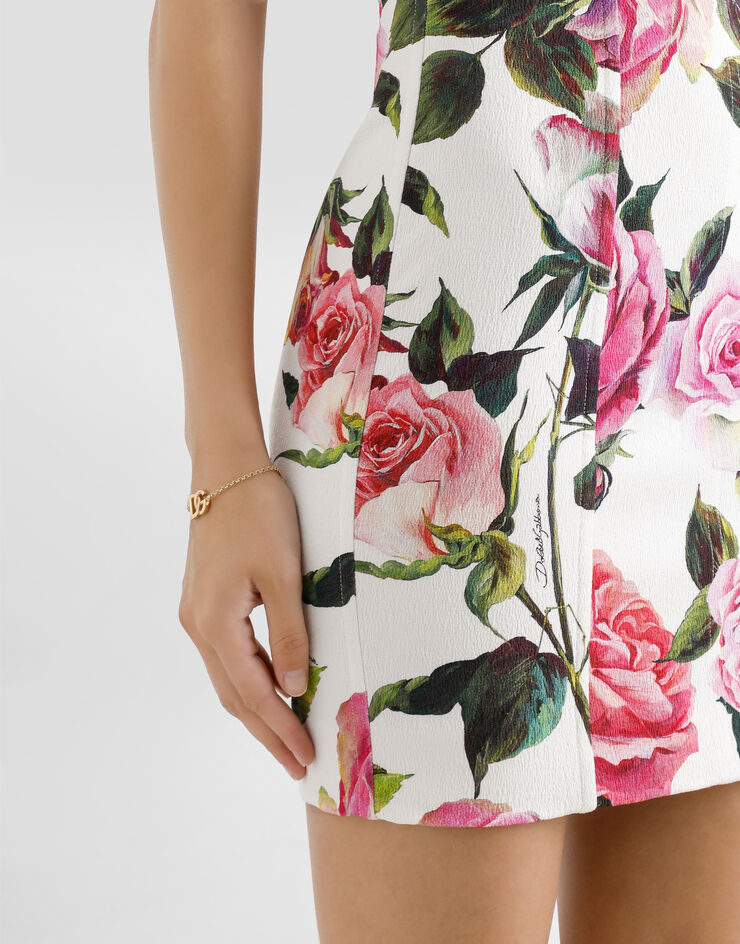 Dolce & Gabbana Vestido corsetero de algodón jacquard con estampado de rosas Imprima F6TMZTFSRQJ