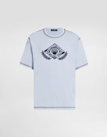 Dolce & Gabbana DG-print cotton t-shirt Azure G8PN9TG7PEC