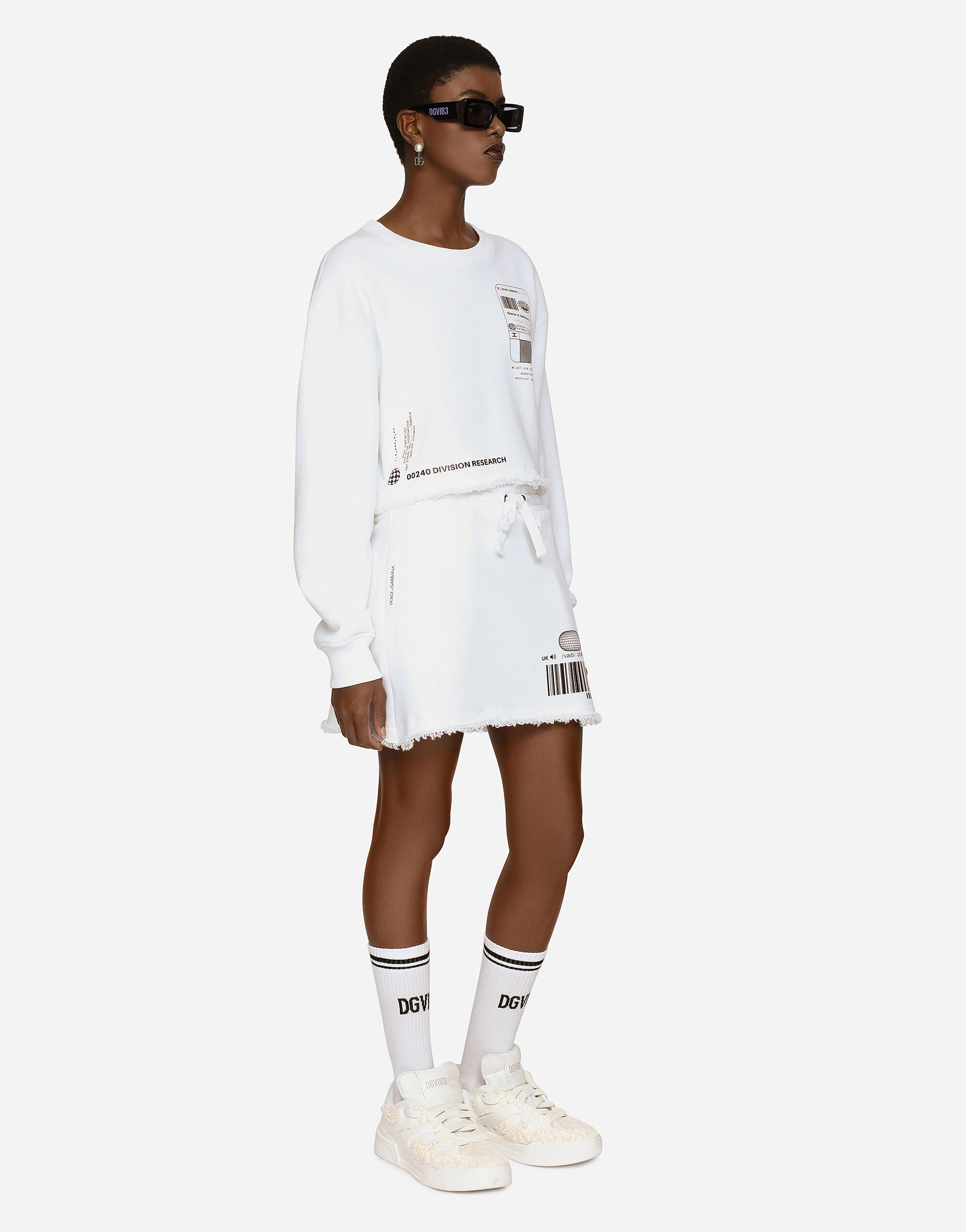Short cotton jersey skirt DGVIB3 in White for Women