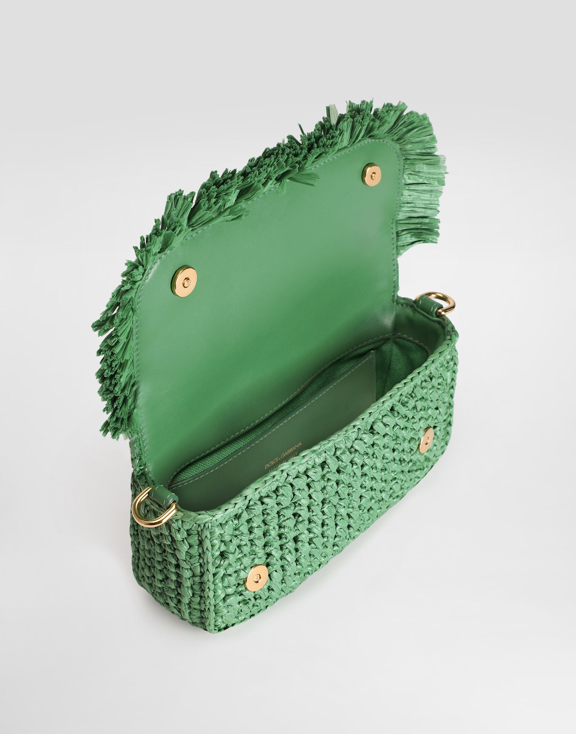 3.5 shoulder bag in raffia in Green for Women | Dolce&Gabbana® US