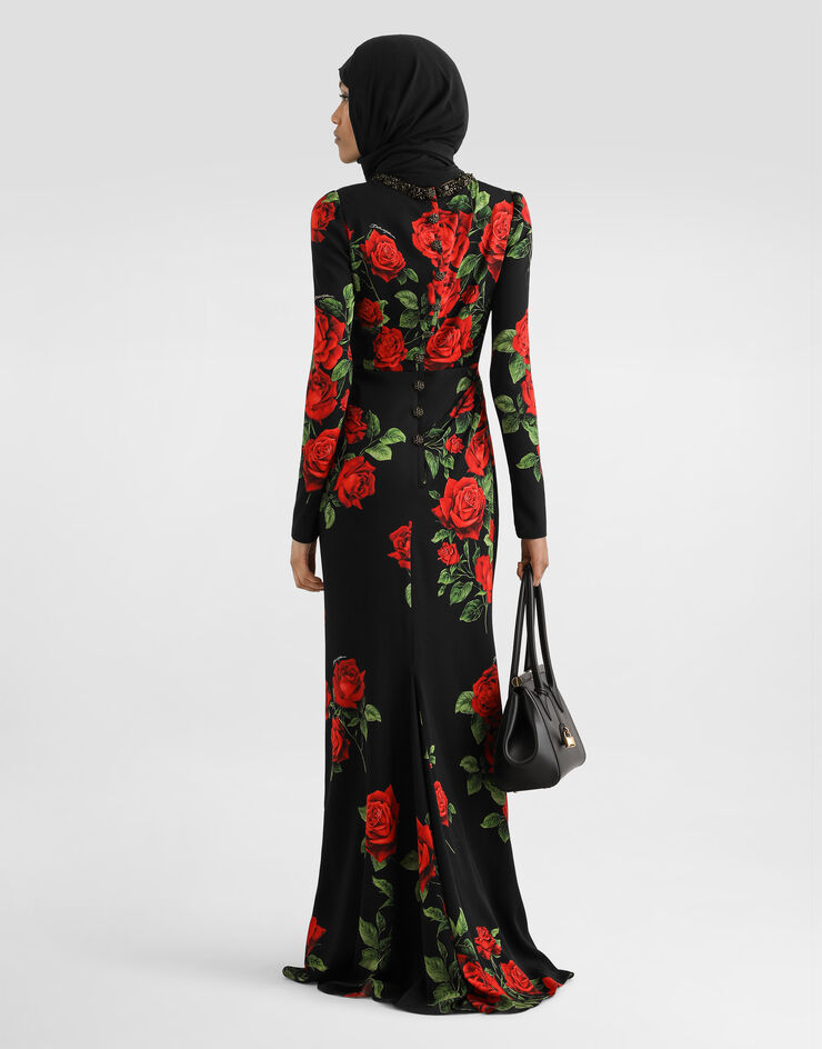 Dolce & Gabbana Rose-print charmeuse dress Dolce & Gabbana Rose-print charmeuse dress Multicolor F611CZFSA9R