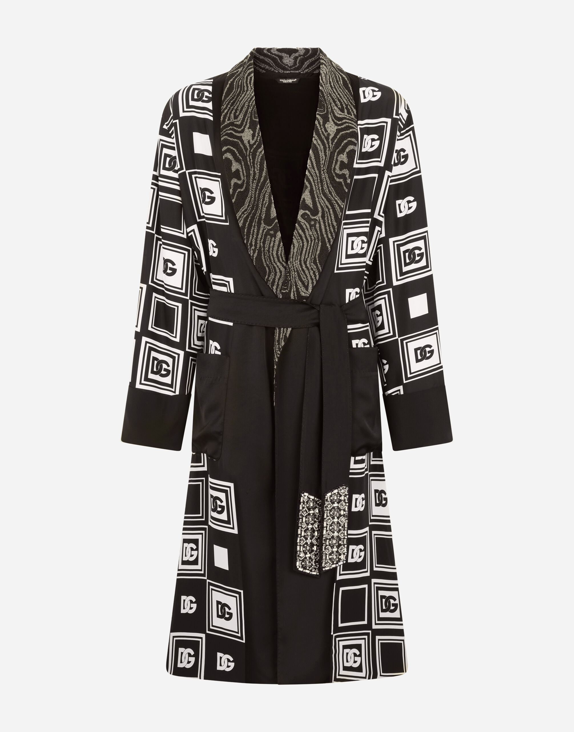 Silk robe with all over DG print in Multicolor for Men Dolce Gabbana US