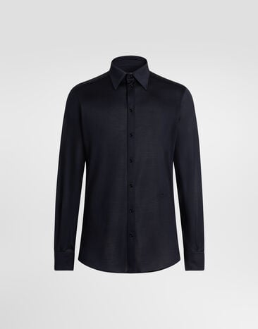Dolce & Gabbana Martini silk jersey shirt Blue G5OX5ZFU75F