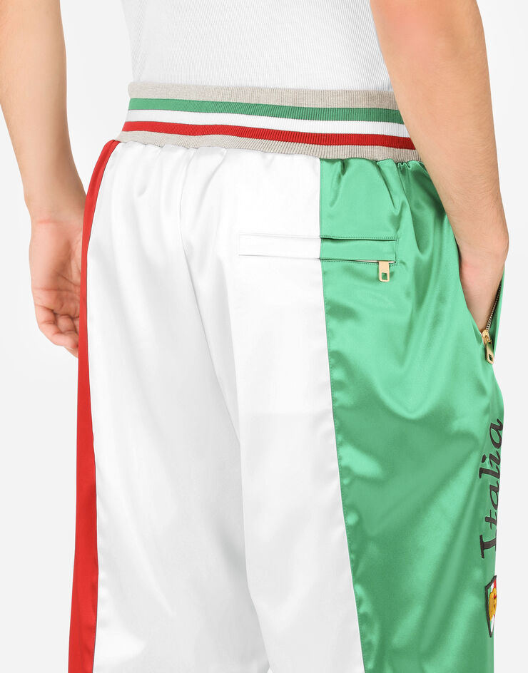 Dolce & Gabbana Satin jogging pants with DG patch Multicolor GV69AZG7B7P