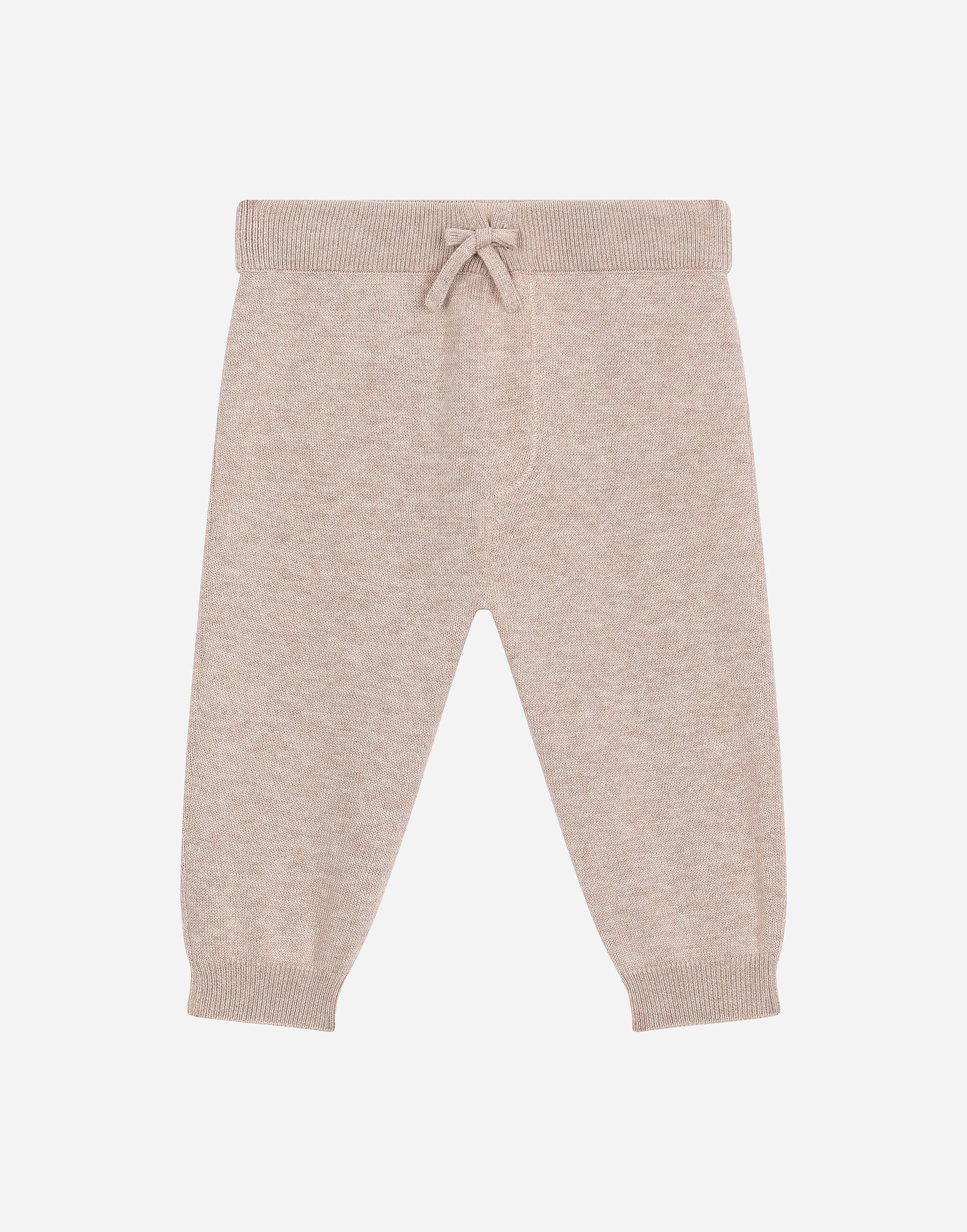 Dolce & Gabbana Plain-knit cotton jogging pants Beige L13Q08FUFJR