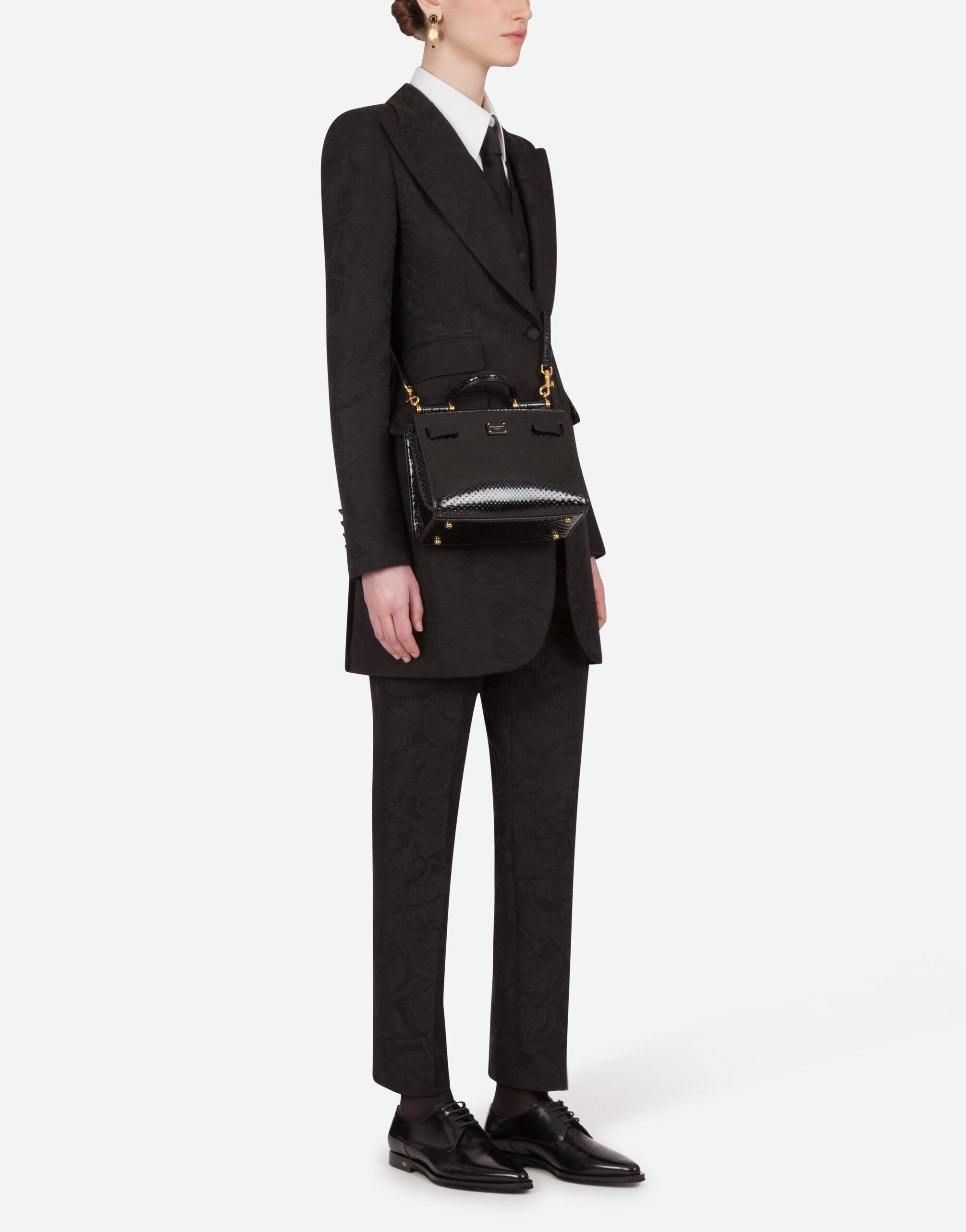 【D&G】シングルブレスト フローラルジャカード ジャケット シングルブレストロングジャケット フローラルジャカード