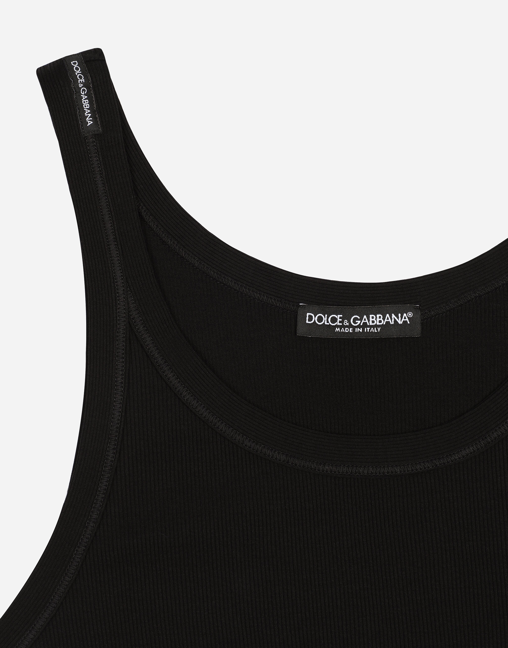 ブラックのメンズ タンクトップ ウォッシュドリブコットン | Dolce&Gabbana®