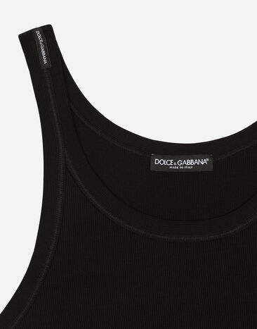 Dolce & Gabbana 미세 립 워싱 코튼 싱글렛 블랙 G8PA8TFU7AV