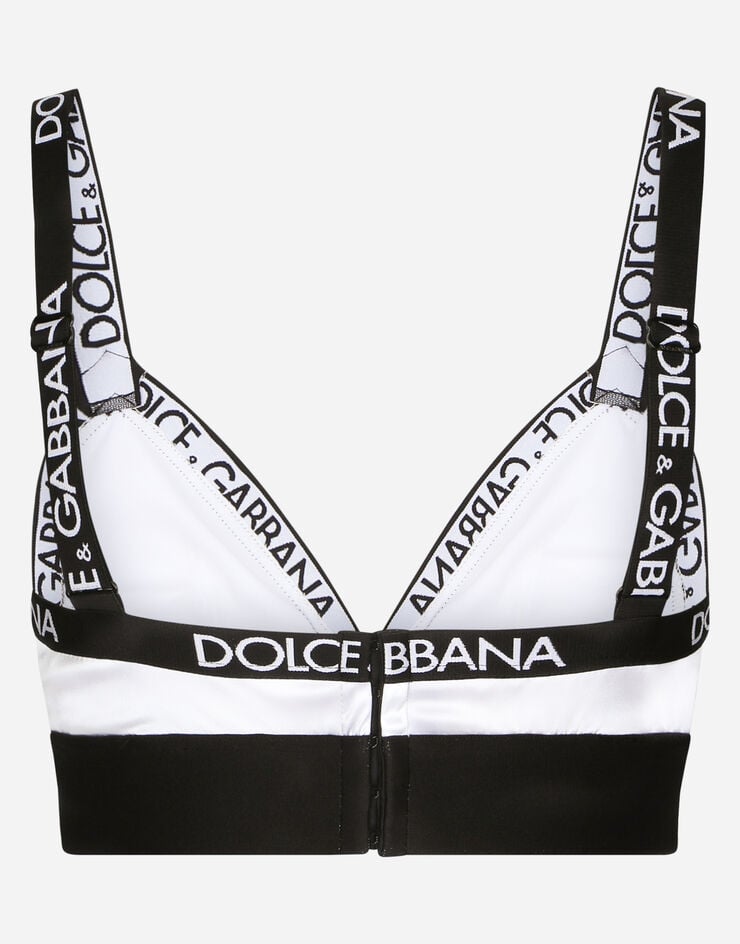 Dolce & Gabbana Triangel-BH aus Satin mit Logo Weiss O1B99TFURAD