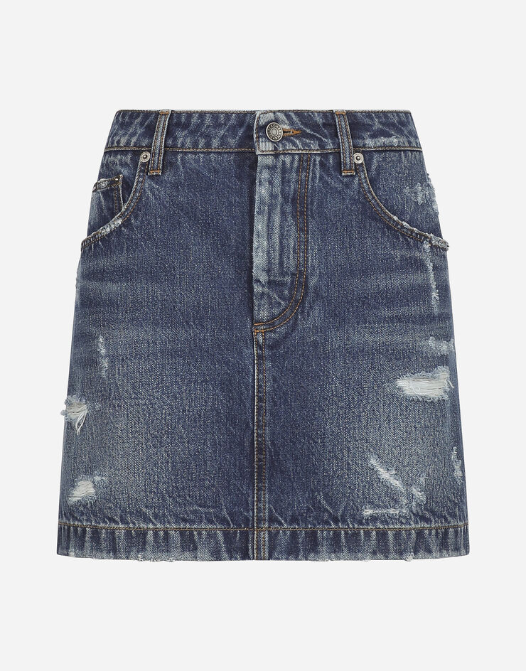 Dolce & Gabbana Minifalda vaquera con detalles rotos Azul F4CPKDG8KR1