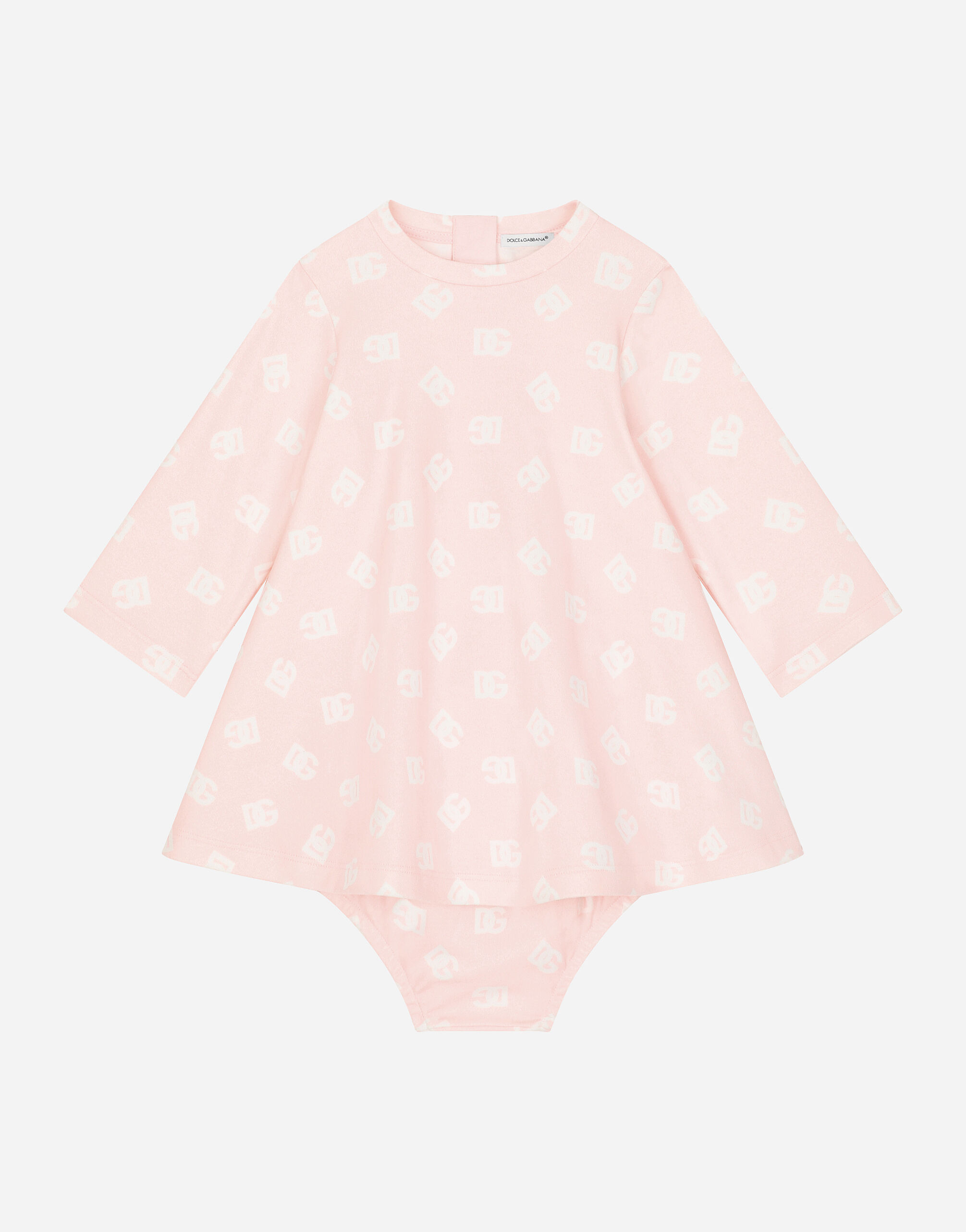 【Dolce & Gabbana】ローズプリントコットン ベビードールドレス Cotton calf-length babydoll dress with rose print in Print