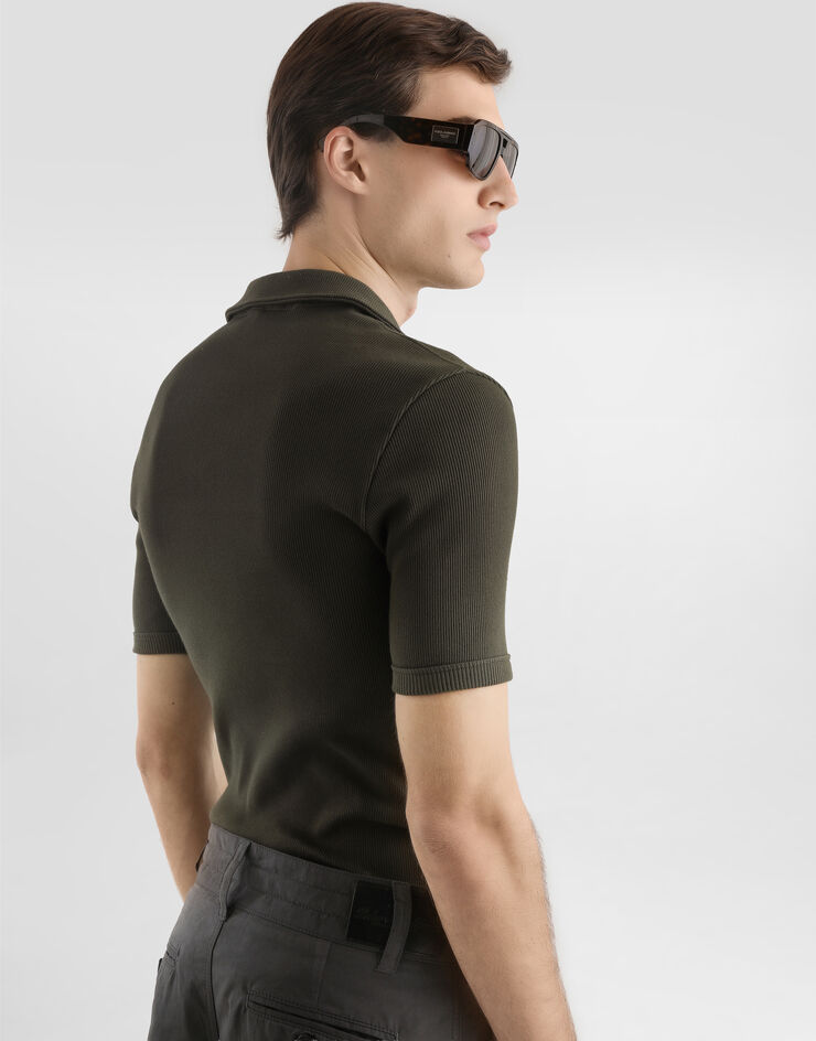 Dolce & Gabbana Cotton interlock polo t-shirt Brown G8SR0TFUGFJ