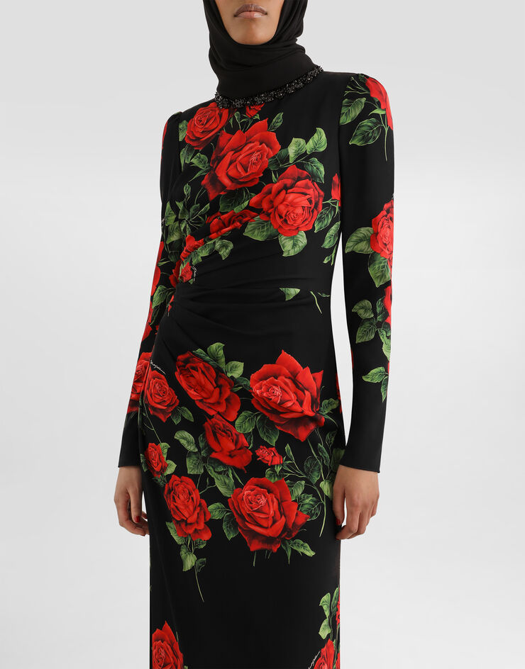 Dolce & Gabbana Rose-print charmeuse dress Dolce & Gabbana Rose-print charmeuse dress Multicolor F611CZFSA9R