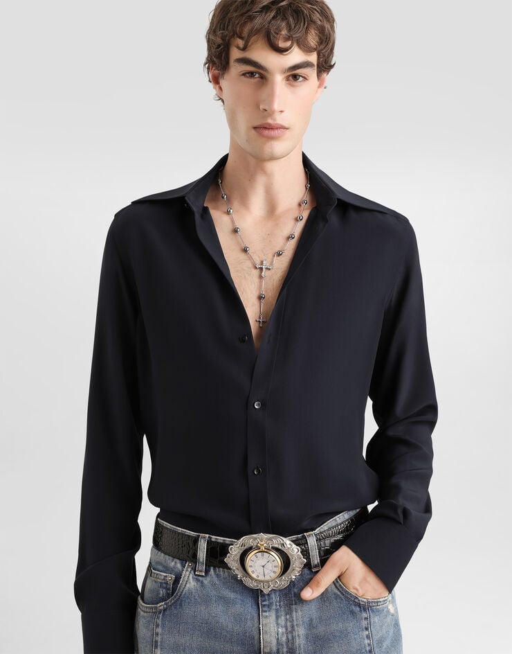 Dolce & Gabbana Crêpe de chine gold shirt Dolce & Gabbana Crêpe de chine gold shirt Blue G5NP9TGK522