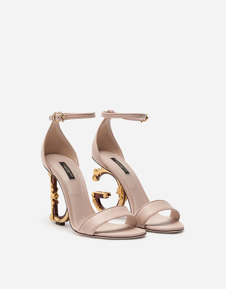 Dolce & Gabbana Nappa leather sandals with baroque DG heel 페일 핑크 CR0739AV967