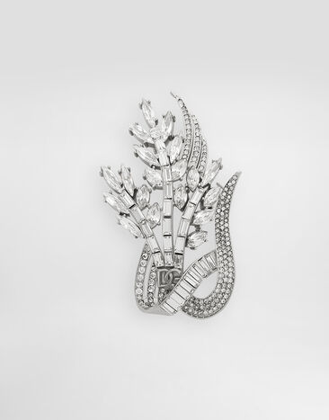 Dolce & Gabbana Full rhinestone brooch Silver WPR5X2W1111