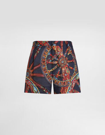 Dolce & Gabbana Carretto-print linen bermuda Multicolor GP0X9TFS4H2