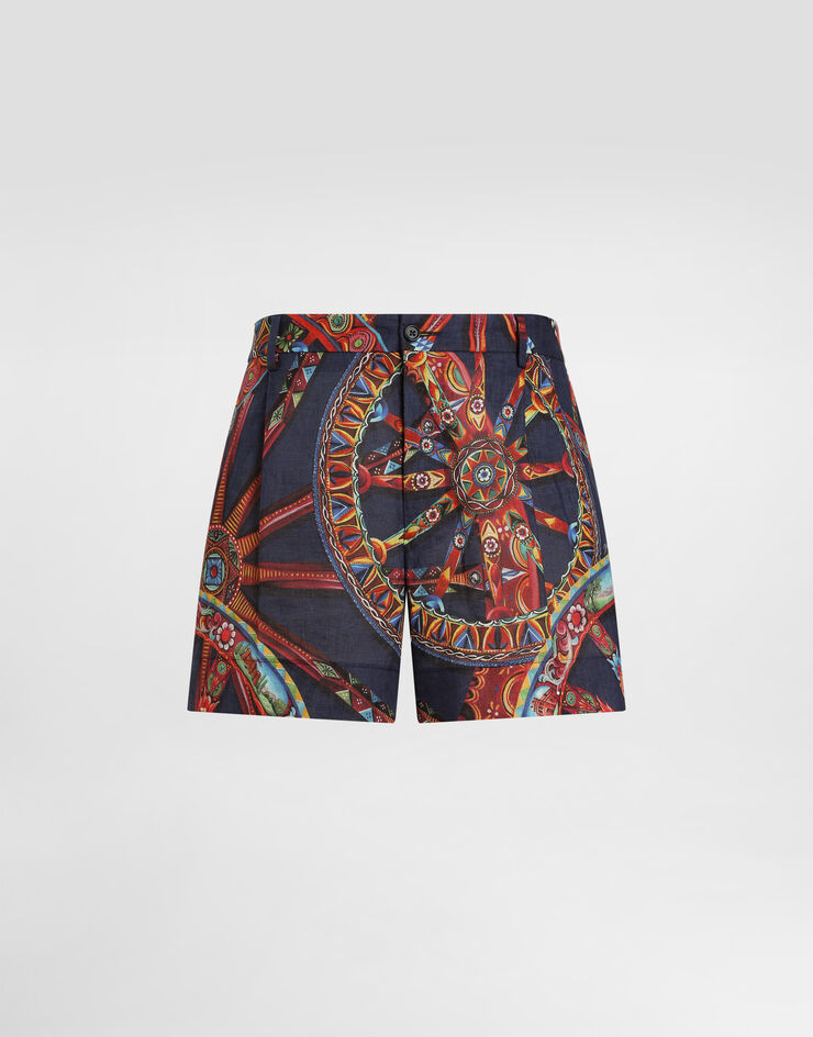 Dolce & Gabbana Carretto-print linen bermuda Dolce & Gabbana Carretto-print linen bermuda Multicolor GP0X9TFS4H2