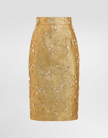 Dolce & Gabbana Jacquard skirt with embroidery Multicolor F4DFPZGDD0V