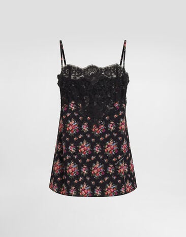 Dolce & Gabbana Small flower bouquets-print charmeuse top Multicolor F7BG9TFSA78