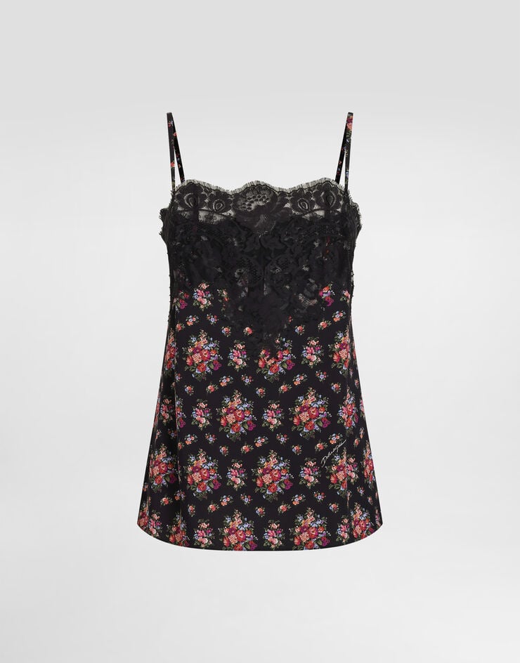 Dolce & Gabbana Small flower bouquets-print charmeuse top Multicolor F7BG9TFSA78