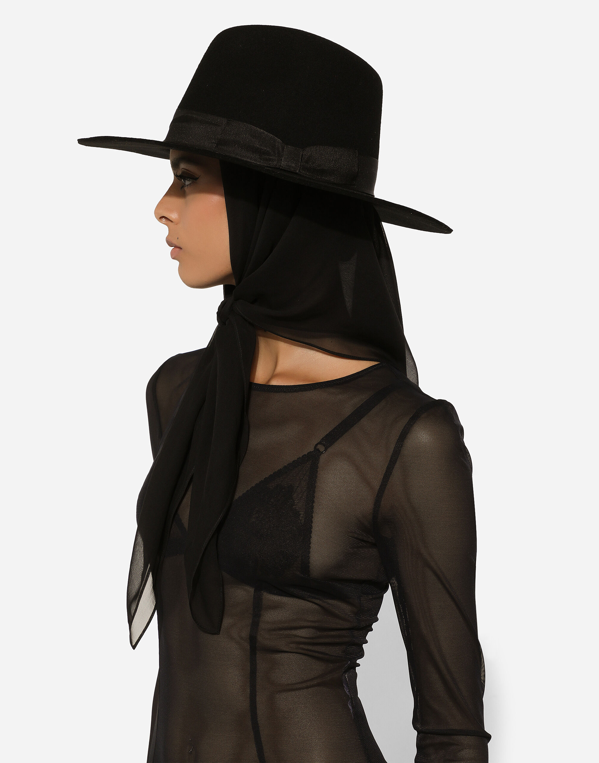 ハット DOLCE & GABBANA Woman Hat Black FXQ06ZJAWZ9 N0000 Wool felt fedora hat in Black for Women | Dolce&Gabbana® US