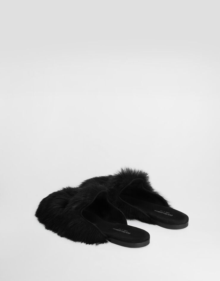 Dolce & Gabbana Shearling and suede slippers Dolce & Gabbana Shearling and suede slippers Black CI0224A9Y93