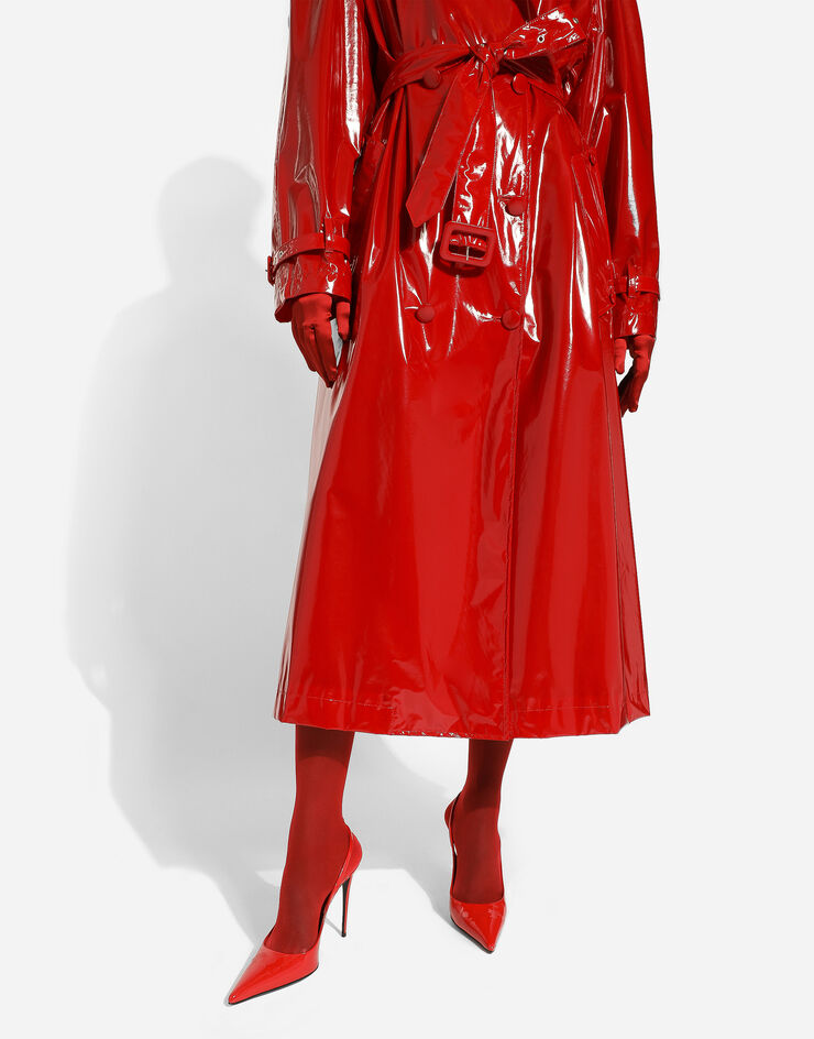 Dolce & Gabbana Patent leather trench coat Red F0Z66TFUSGD