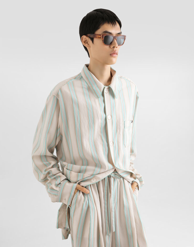 Dolce & Gabbana Striped fabric vanity shirt Multicolor G5OI2TFBMFZ