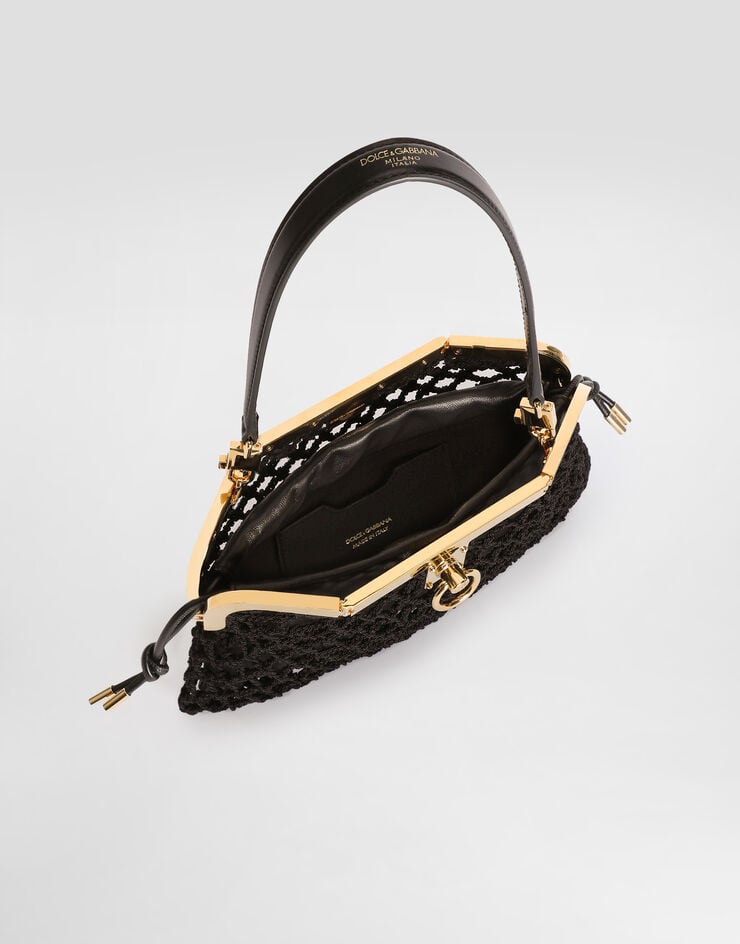 Dolce & Gabbana Amanda handbag in mesh and palmellato calfskin Dolce & Gabbana Amanda handbag in mesh and palmellato calfskin Black BB7920A0699