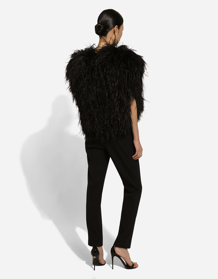 Dolce & Gabbana Ostrich feather bolero jacket Black F26X6FGDBMX