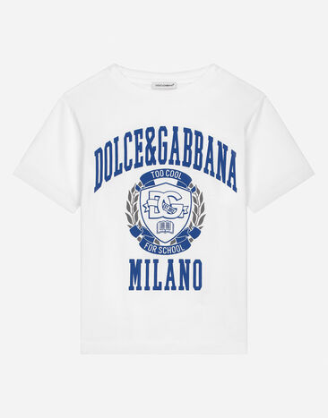 Dolce & Gabbana T-shirt in jersey con logo Dolce&Gabbana Bianco L4JTHUG7NUV