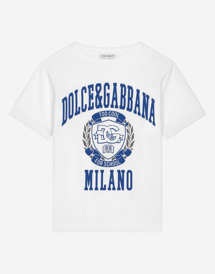 Dolce & Gabbana T-shirt in jersey con logo Dolce&Gabbana Bianco L4JTHUG7NUV
