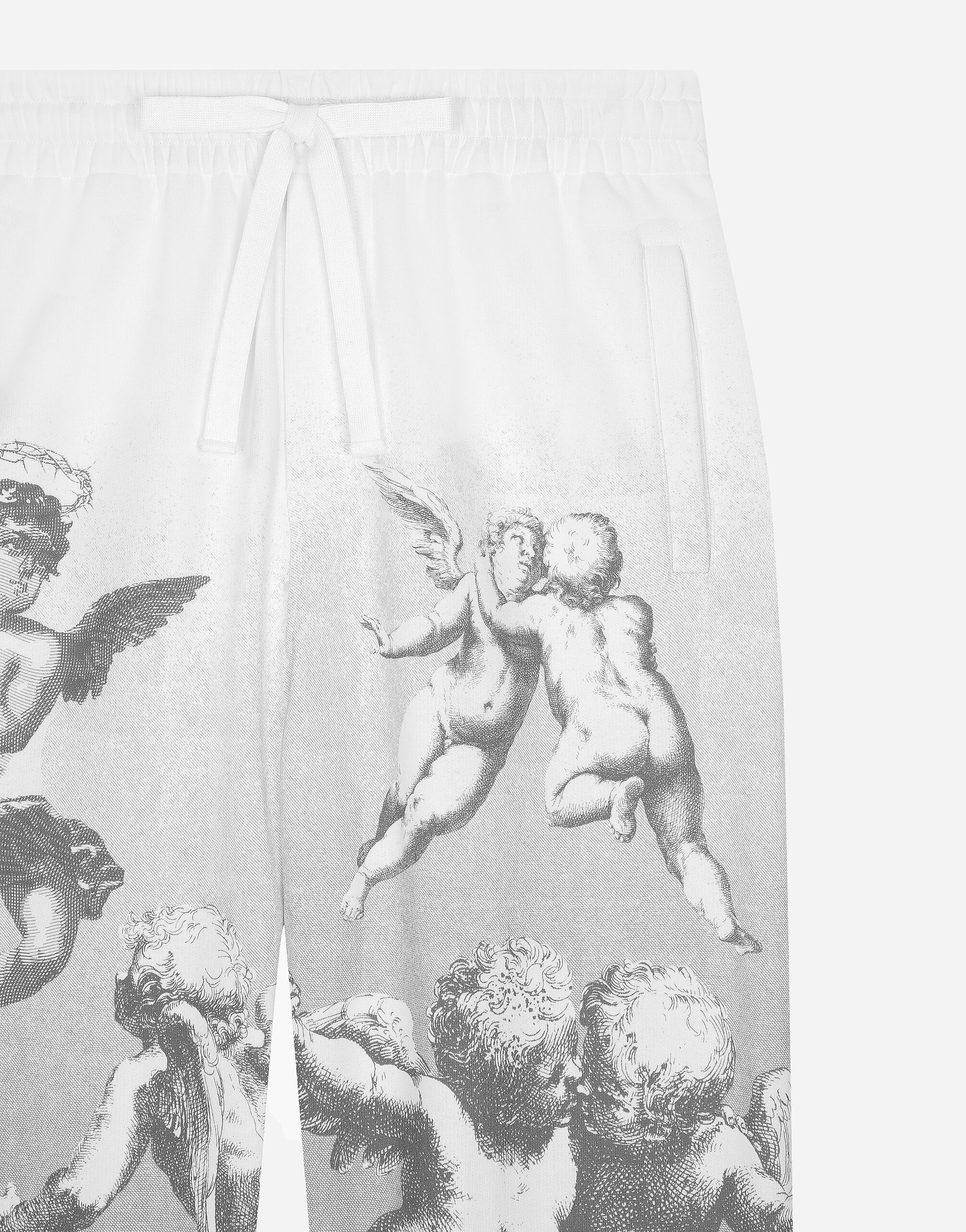 DOLCE GABBANA BLANCO cotton jogging pants with angel print in