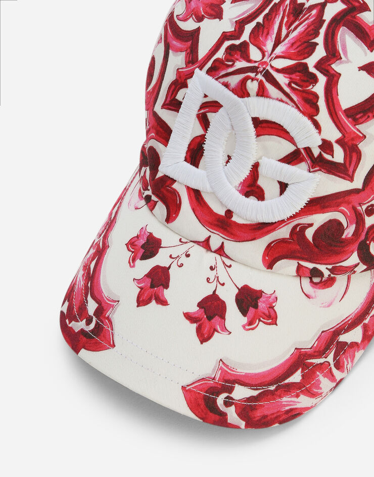 Dolce&Gabbana Cappello baseball con ricamo DG Logo e stampa maiolica Multicolor LB5H11G7J5N
