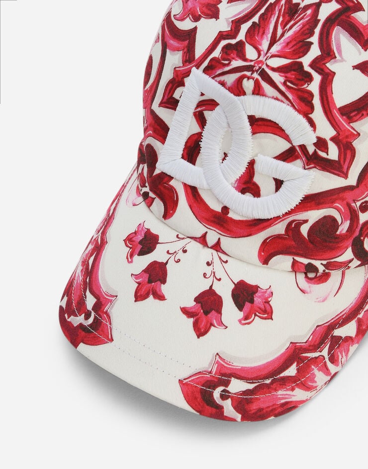 Dolce&Gabbana DG 로고 자수 마욜리카 프린트 베이스볼 캡 멀티 컬러 LB5H11G7J5N