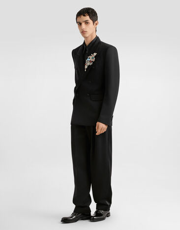 Dolce & Gabbana Double-breasted jacket inwool gabardine Black G2VQ3TFU21E