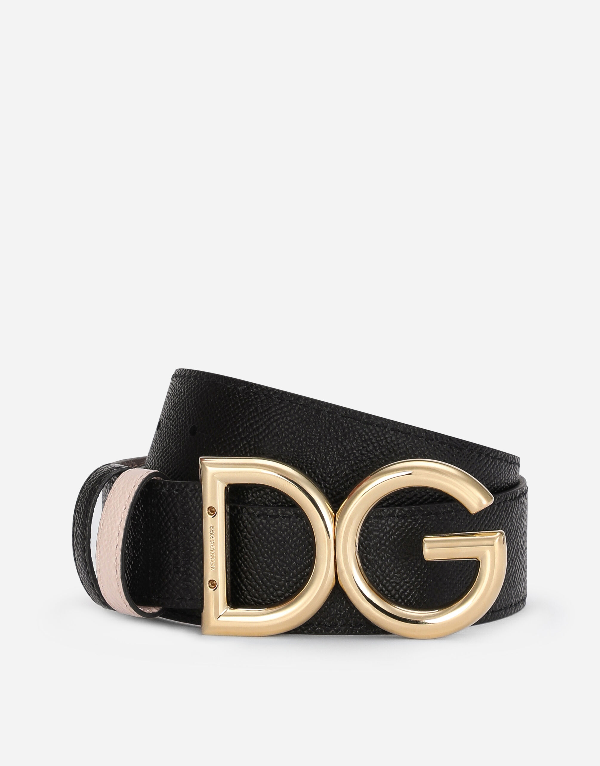 Reversible dauphine calfskin belt with DG logo