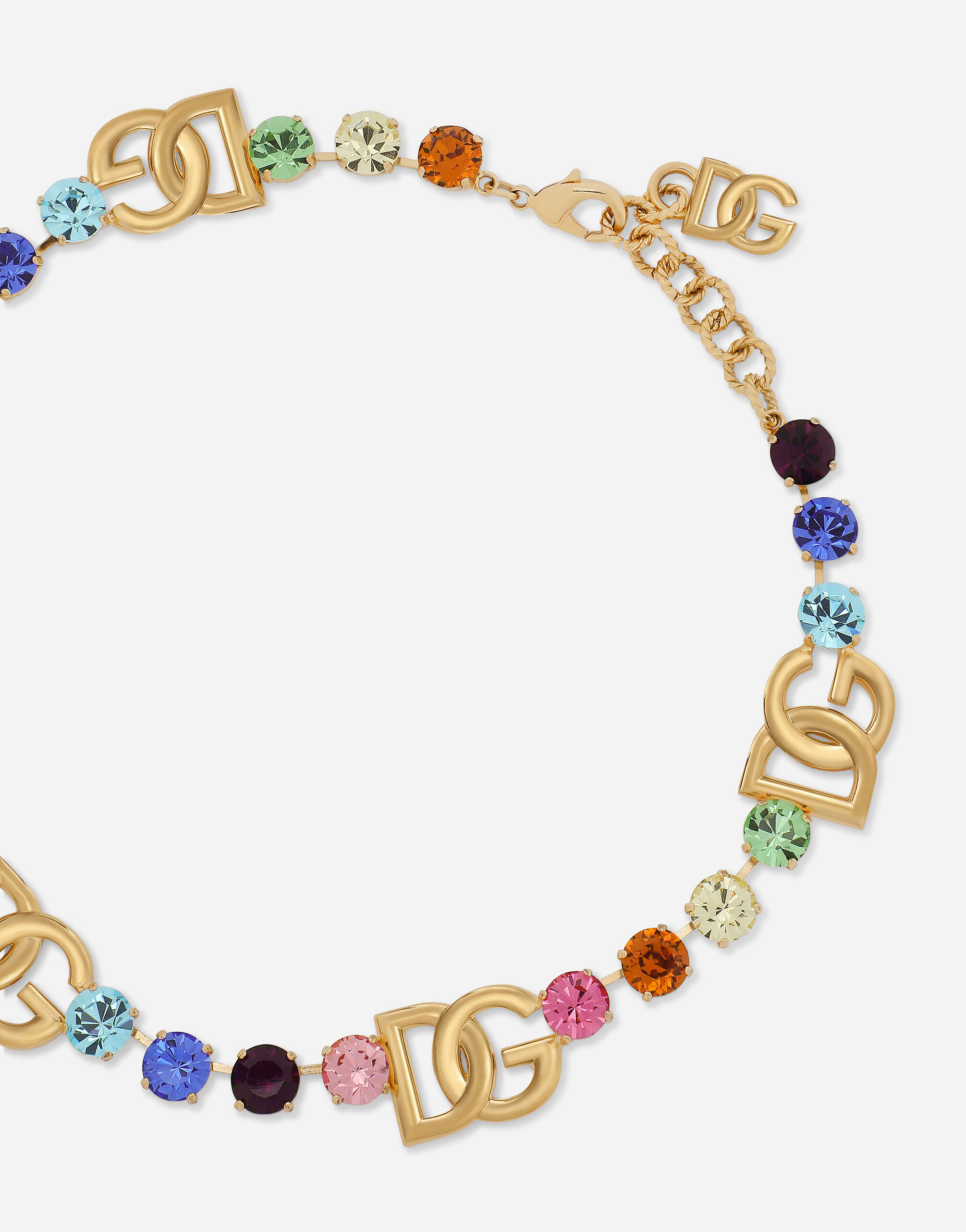 Short necklace with colorful rhinestones and DG logo in