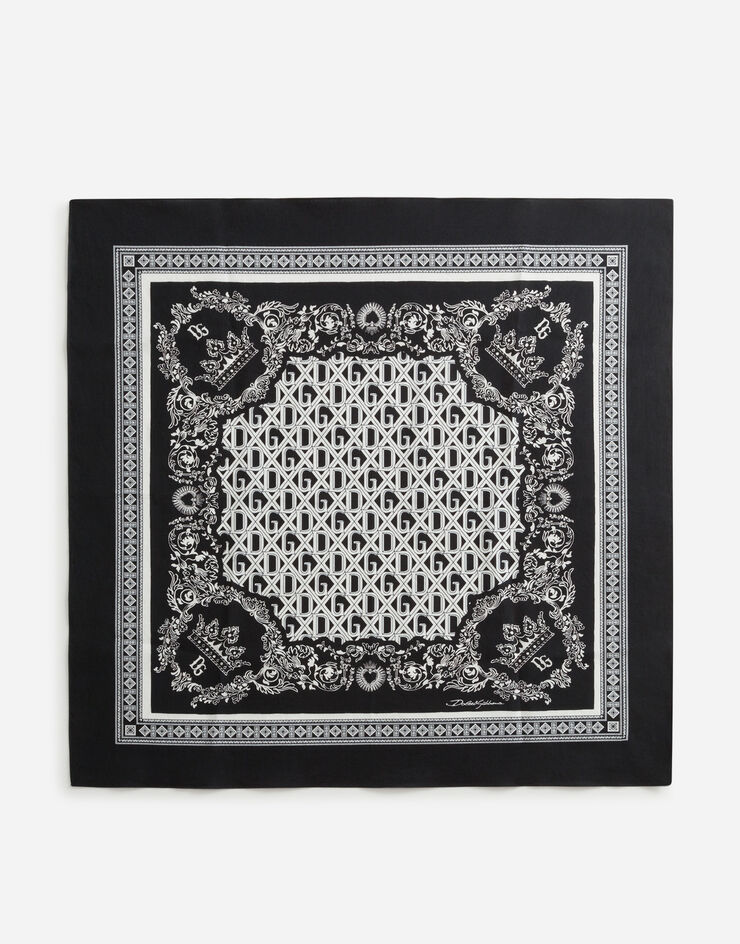 Dolce & Gabbana Cotton foulard with bandana print 50 x 50cm- 19 x 19 inches BLACK/WHITE FN093RGDU16