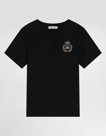 Dolce & Gabbana Jersey T-shirt with patch Blue L4JWLGG7OLL