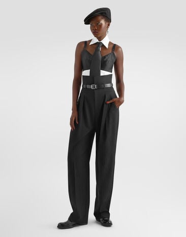 Dolce & Gabbana Pinstripe wool jacquard trousers Dolce & Gabbana Pinstripe wool jacquard trousers Black FTDQKTFR22A