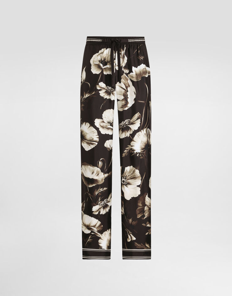 Dolce & Gabbana Poppy-print silk twill trousers Print GVRMATHI1Z2