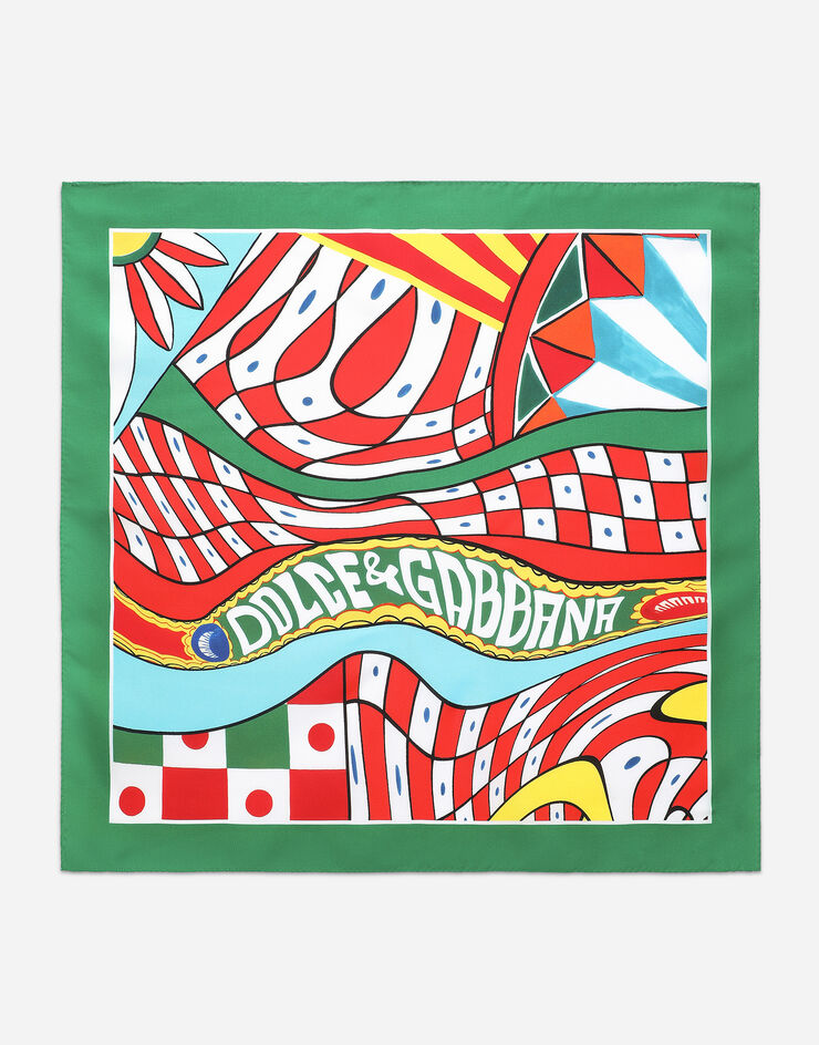 Dolce&Gabbana Carretto-print silk bandanna (50x50) Green GQ704EHI1K7