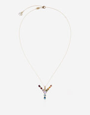 Dolce & Gabbana Rainbow alphabet Y pendant in yellow gold with multicolor fine gems Gold WAMR2GWMIXG