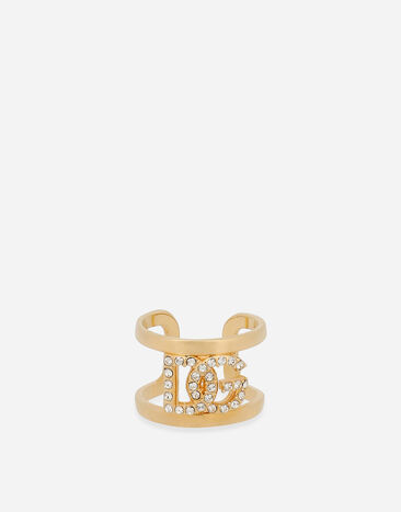 Dolce & Gabbana Ring with rhinestone-detailed DG logo Gold WRO8L4W1111